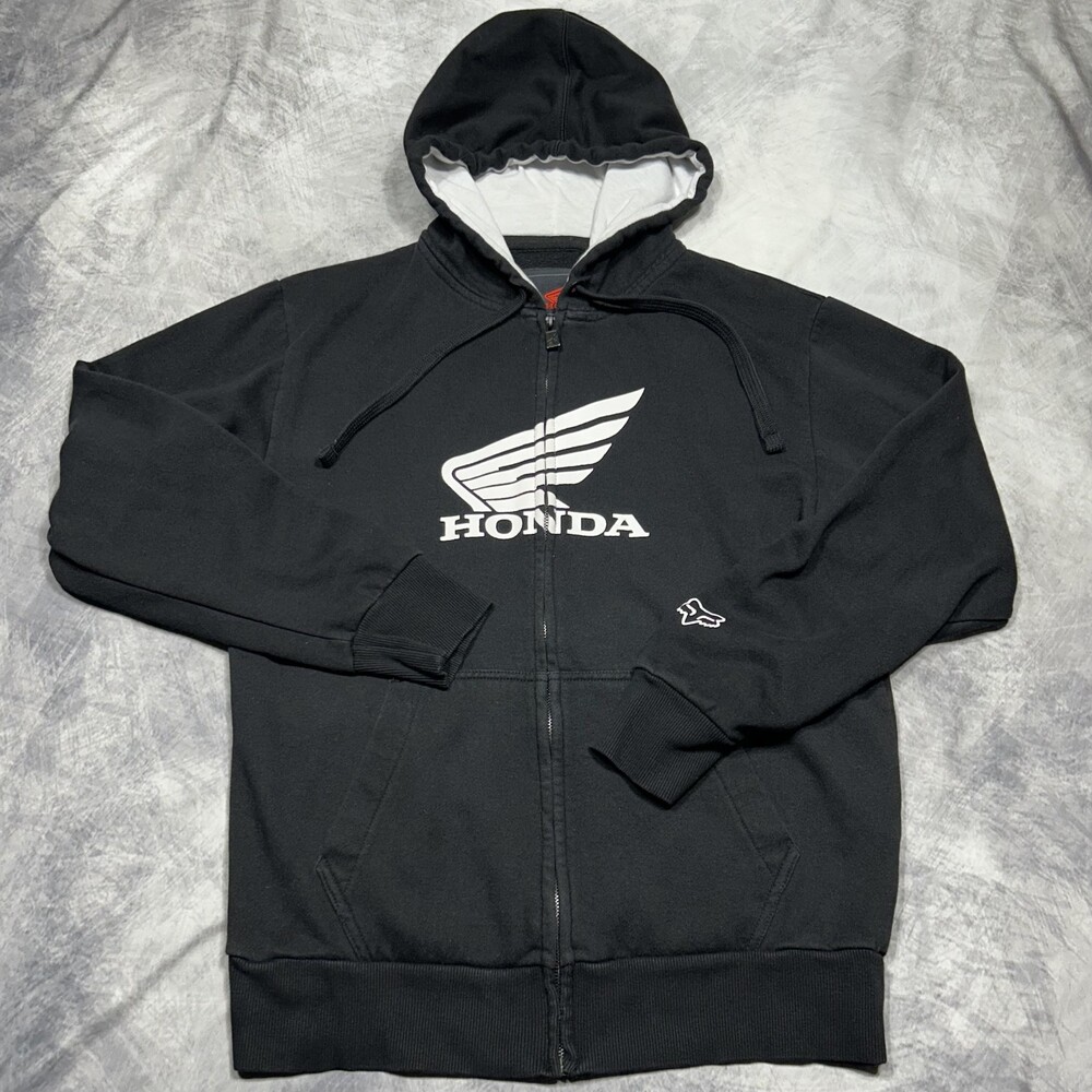Honda Fox Racing Motocross Full Zip Hoodie Mens Medium Black